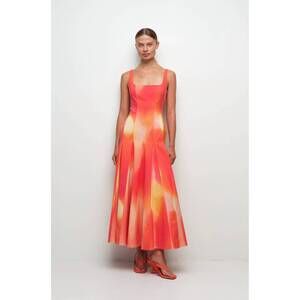NEW SIMKHAI lara midi dress in gold hour sunset